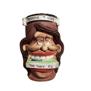 Vintage Ugly Face Signed Jac Genovese Oregon Studio Pottery Terrific Teacher